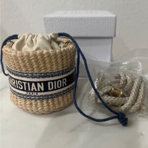 VIP Novelty beauty Christian DIOR Authentic Straw Pouch Rattan MINI crossbody